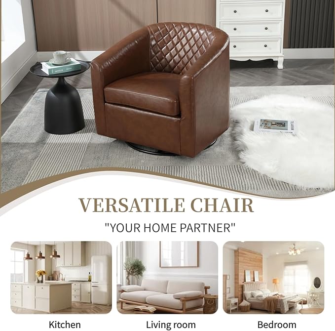 Modern Style Swivel Barrel Accent Chair with 360° Rotation and Armrests Ideal Seating Solution for Living Room Bedroom and Reading Corner