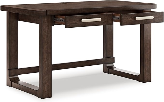 Signature Design by Ashley Breckington Contemporary 56 Home Office Computer Desk with 2 Drawers and Wire Management Dark Brown