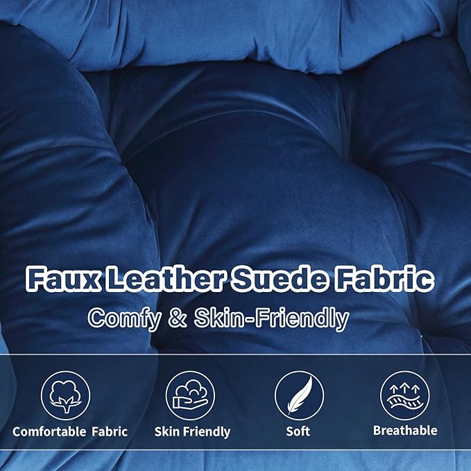 Lazy Chair with Ottoman Modern Accent Chair Sofa Chair with Armrests Reading Chair and Folding Footstool for Living Room Bedroom Office Royal Blue