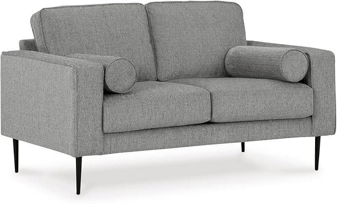 Signature Design by Ashley Hazela Casual Loveseat with 2 Bolster Pillows Gray