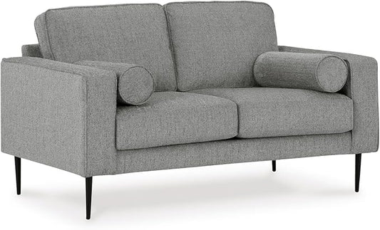 Signature Design by Ashley Hazela Casual Loveseat with 2 Bolster Pillows Gray