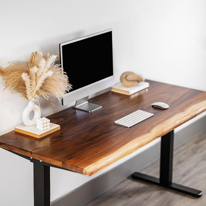 Walnut Standing Desk - W48 × D27 Solid Wood Live Edge Adjustable Height Sit Stand Desk - Dual Motor Frame with Memory Presets Quick Assembly - Stand Up Home Office Table by MWS Studio