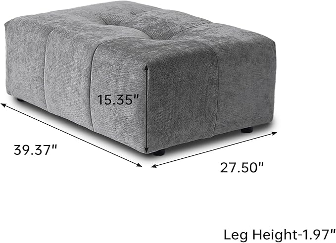 Modular Sectional Sofa Cloud Couch with Deep Seats Modern Sectional Couches for Living Room/Bedroom/Apartment Simple Assembly Gray Ottoman Seat