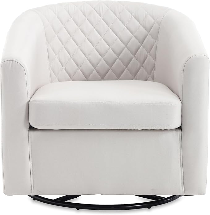 Modern Swivel Rocker Accent Chair Armchair Round Swivel Barrel Chair 360° Rotating and Glide Back and Forth Linen Beige