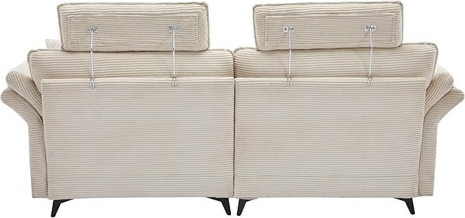 Deep Seat Sectional Sofa Comfortable Cloud Sofa with Ottomans loveseat Sofa 85.8''Modern Corduroy Upholstered Sectional Sofa for Living Room Apartment Studio Office (Beige)