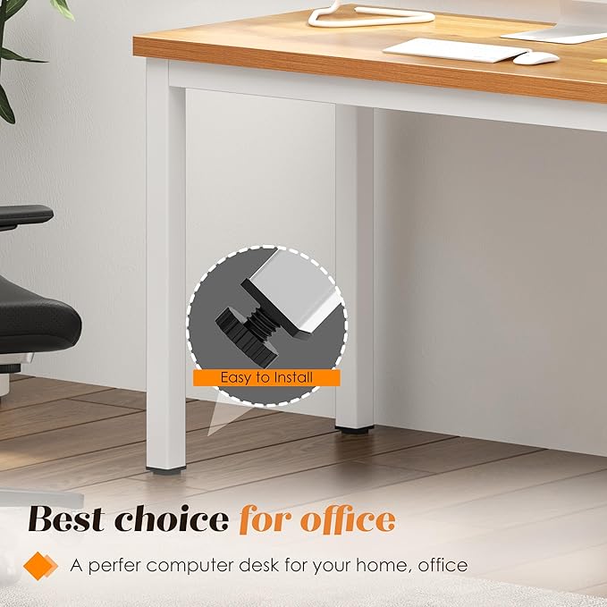 Need Office Computer Desk - 47 Inches Modern Simple Heavy Duty Working Study TableModern Simple Style PC Writing TableHome Office Writing Small Desk Perfect for Training/Card/Meeting Teak&ampWhite