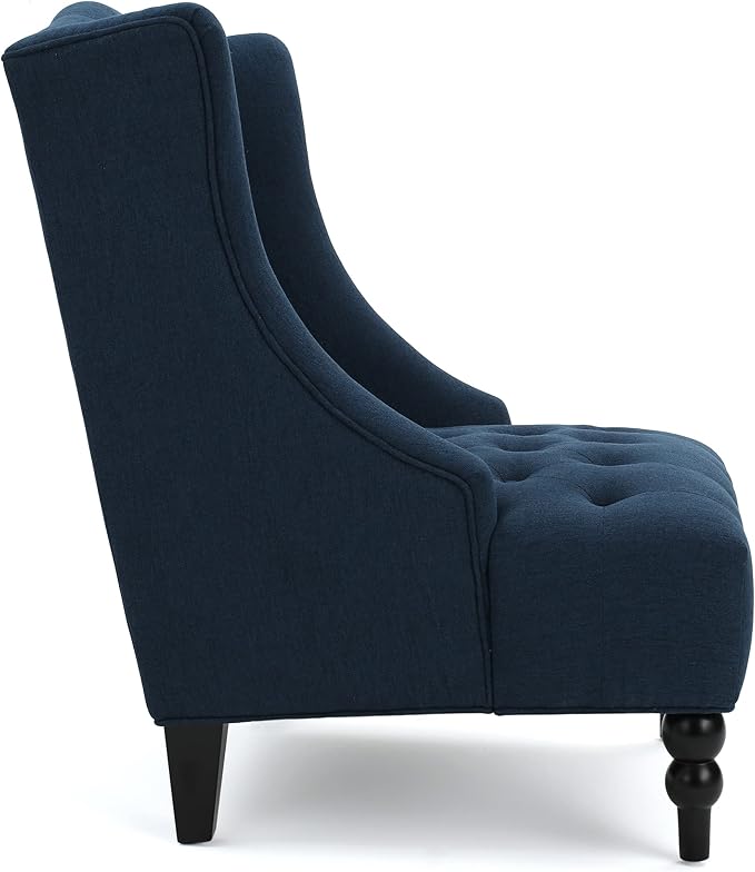 Christopher Knight Home Toddman High-Back Fabric Club Chair Dark Blue 33.75D x 27.25W x 38.5H in