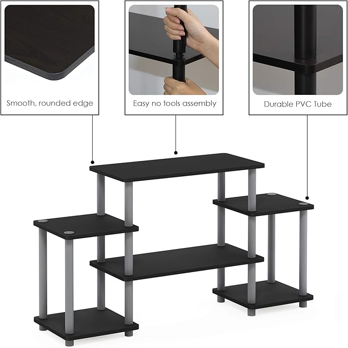 Furinno Turn-N-Tube No Tools Entertainment TV Stands Black/Grey