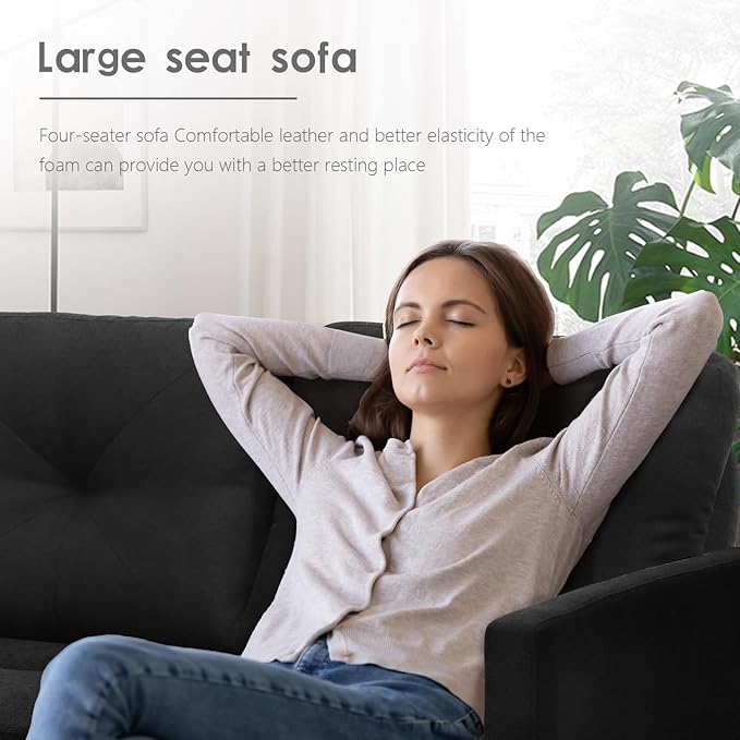 L-Shaped Couch with Reversible ChaiseConvertible Sectional Sofa CouchModular Couch SetLiving Room Furniture SetsCouches for Living Room Apartment and Small Space (Black)