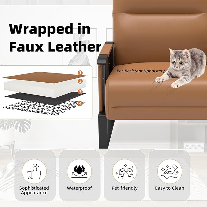 Accent Chair Set of 2 Living Room ChairsReading Chair Sofa Couch with Flip Up Tray Table Side Pockets for Apartment Bedroom and Small Spaces (1-Seater+1-Seater)
