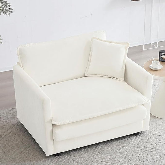 41.4 Chenille Oversized Accent Chair Comfy Single Sofa Cloud Couch Modern Luxury Arm Chair with Pillow for Living Room Bedroom Apartment Office Beige