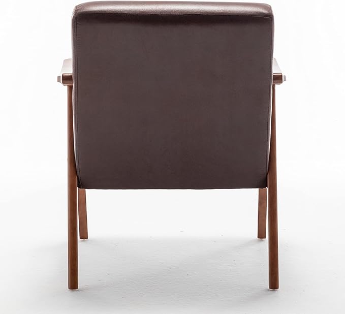Mid Century Modern Accent Chairs with Solid Wood Frame Comfortable Accent Chair with Arms for Living Room or Bedroom Dark Brown