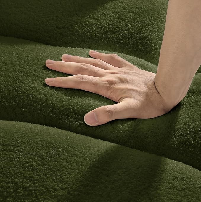 Green Oversized Armchair Teddy Cloud Sofa Couch Comfy Upholstered Sherpa Couch with Pillow Modern Deep Seat Single Accent Chair for Living Room Bedroom Office Apartment (Green)