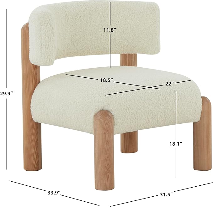 SAFAVIEH Couture Collection Rosabryna Modern Scandinavian Ivory/Natural Faux Shearling Accent Chair (Fully Assembled)
