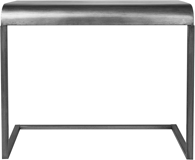 American Art Decor Silver Mobile Portable &amp Compact Home Office C-Shaped Desk