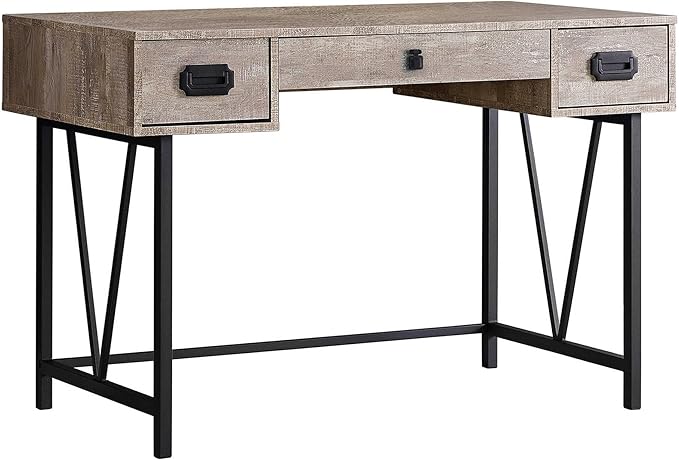 Computer Desk Home Office Laptop Storage Drawers 48 l Work Beige Laminate Black Metal Transitional