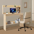 Computer Desk with Hutch - 40 Home Office Desk with Bookshelf &amp Lower Storage Shelf for Studying Gaming Table Computer Desk and Small Spaces (Wood Color)