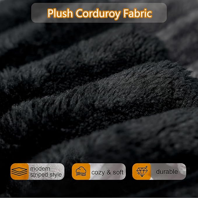 107.5 Sectional Couch Sofa Modular Cloud Couch with Pillows Corduroy L-Shape Sectional Couches for Living Room Apartment Office No Assembly Required (Black Left Facing Chaise+2 Seaters)
