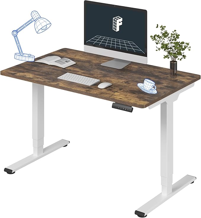 FLEXISPOT E6 3-Stage Dual Motor Electric Standing Desk 48 x 30 Sit Stand Up Desk Holds 220 lbs Adjustable Height w/Memory Presets One-Piece Special Walnut Desktop &amp White Frame Ships in 2 Boxe