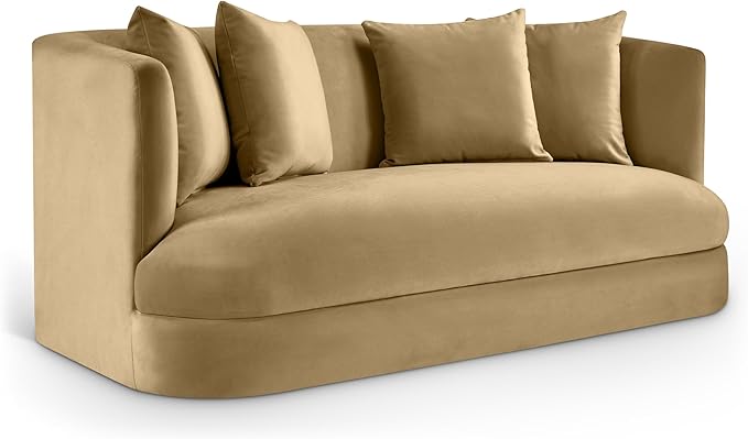 Meridian Furniture 699Camel-L Alder Collection Modern | Contemporary Loveseat with Ultra Luxe Camel 460 GSM Velvet Solid Wood Frame 66 W x 36 D x 30 H Camel