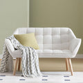 48”Small Loveseat Sofa Modern Sherpa Upholstered Mini Couch 2-Seater Fluffy Love Seat with Quilting Backs and Wood Legs for Living Room Bedroom and Small Space White