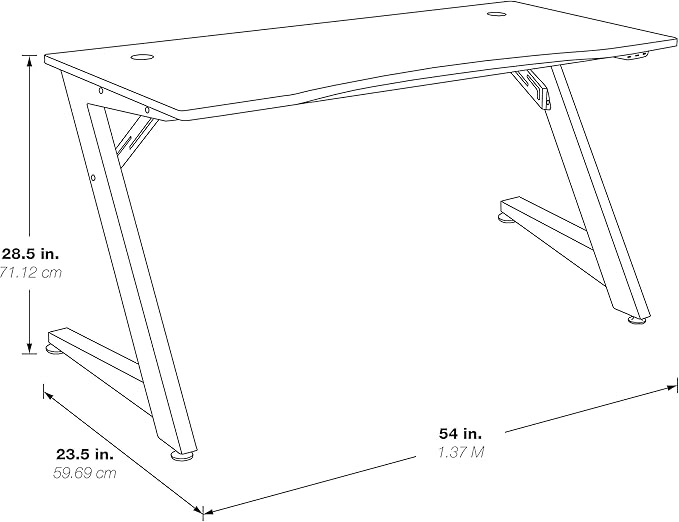 OSP Home Furnishings Beta Battlestation Gaming Desk with Bluetooth RGB LED Lights Matte Red