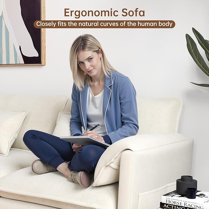 Modular Sectional Sofa 40.4'' Single Seat Couch Chenille Sofa with 2 Pillows and 2 Armrest Pillows for Apartments Living Room and Commercial Space Beige