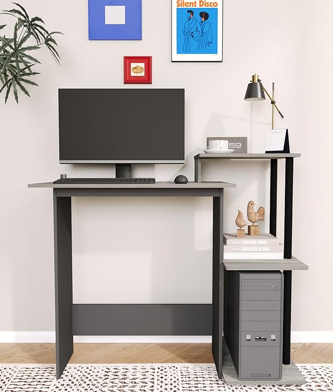 Working Desk with Printer Shelf Modern Computer Desk Rectangular Table for Bedroom Office Table