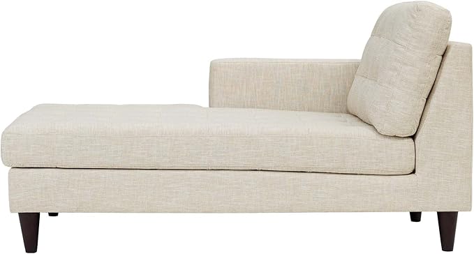 Modway Empress Mid-Century Modern Upholstered Fabric Left-Arm Chaise Lounge In Beige