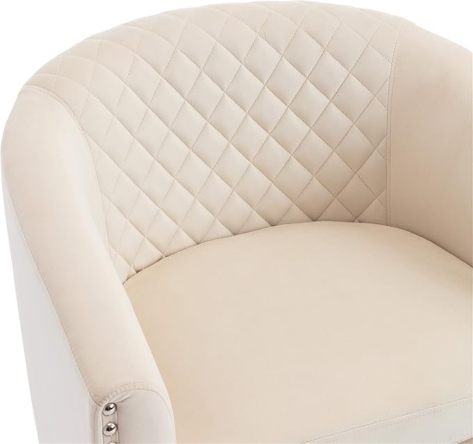 Swivel Barrel Chair Living Room Chair with Nailheads and Metal Base
