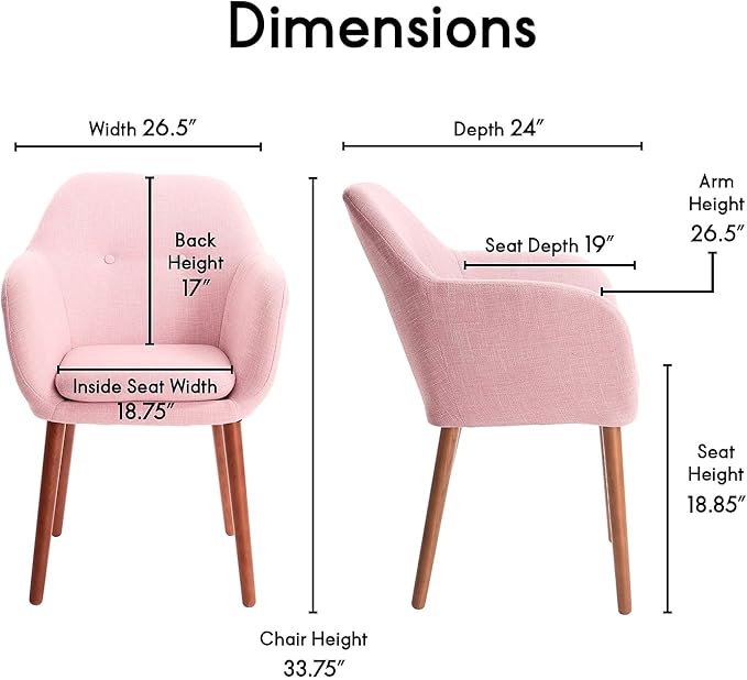 Elle Decor Roux Fabric Accent Chair Blush Pink (CHRROUBLSL02)