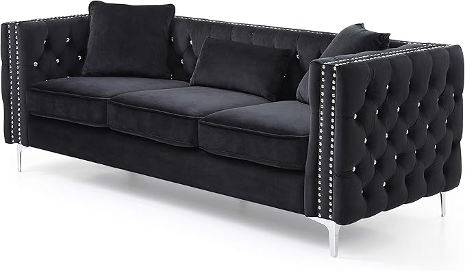 Glory Furniture Paige Sofa Black. Living Room Furniture 30 H x 86 W x 34 D