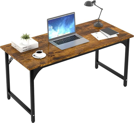 AZN Computer Desk 47in Computer Desk Office Desk w/Metal Frame Office Desk w/Water-Resistant Scratchproof Surface Home Office Desks w/Large Legroom for Work Study Writing Gaming Rustic Brown