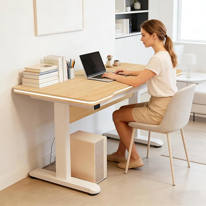 Gaming Desk Modern Simple Style Computer Desk with Sturdy Desktop for Home Office Bedroom Study Home Office Desk with Black Desktop Easy Assembly