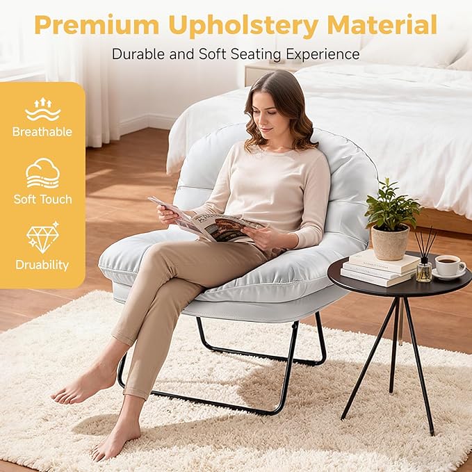 NEWBULIG Floor Chair Adjustable Space Saving Accent Chair for Living Room &amp Bedroom Comfy Reading &amp Meditation Chair Compact Foldable Design for Easy Storage Modern Faux Leather Cream