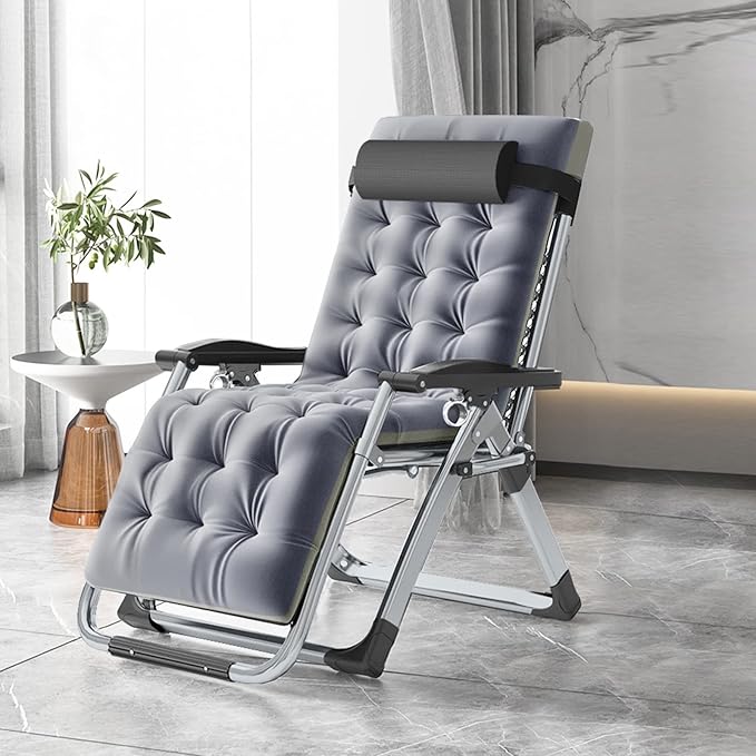 ABORON Lounge Chair for Living Room Adjustable Folding Recliner Chair with Cushion Perfect for Living Room/Bedroom/Office