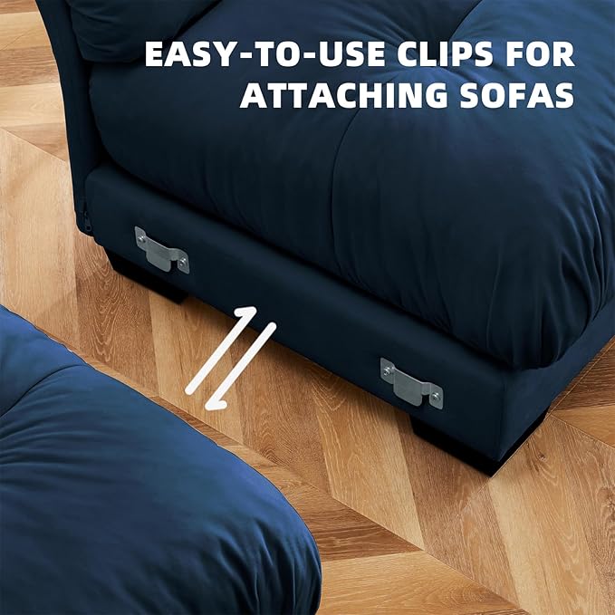 166 Modern Oversized Modular Sectional Sofa 4-Seater U-Shaped Cloud Sleeper Couch with 2 Ottomans Pillows and Overthick Cushion for Living Room Home Theater Apartment Velvet Blue