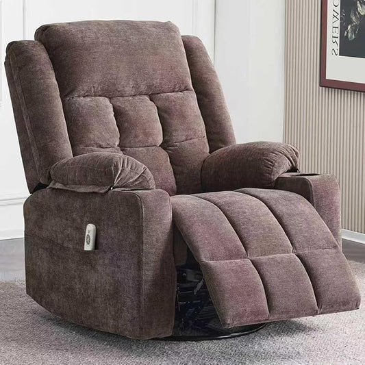 Power Swivel Rocker Recliner Chair for Adults with Massage and Heat USB and Type-C Ports Infinite Position Electric Glider Reclining Single Sofa Chair for Living Room (Coffee New)