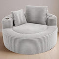 55 Oversized Round Boneless Couch Sofa Velvet Memory Foam Cloud Couches Lounge Chair Comfy Fluffy Single Sofa with 3 Pillows for Living Room Bedroom No Assembly Required (Grey.)