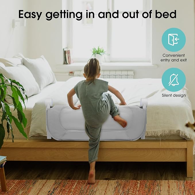 Baby Bed Rail Guard for Toddlers - 35.1 Toddler Bed Side Rails for Crib Twin Full Queen Bunk Size Bed Swing Down Bedrail Extral Tall Child Safety Side Railing Guards for Kids