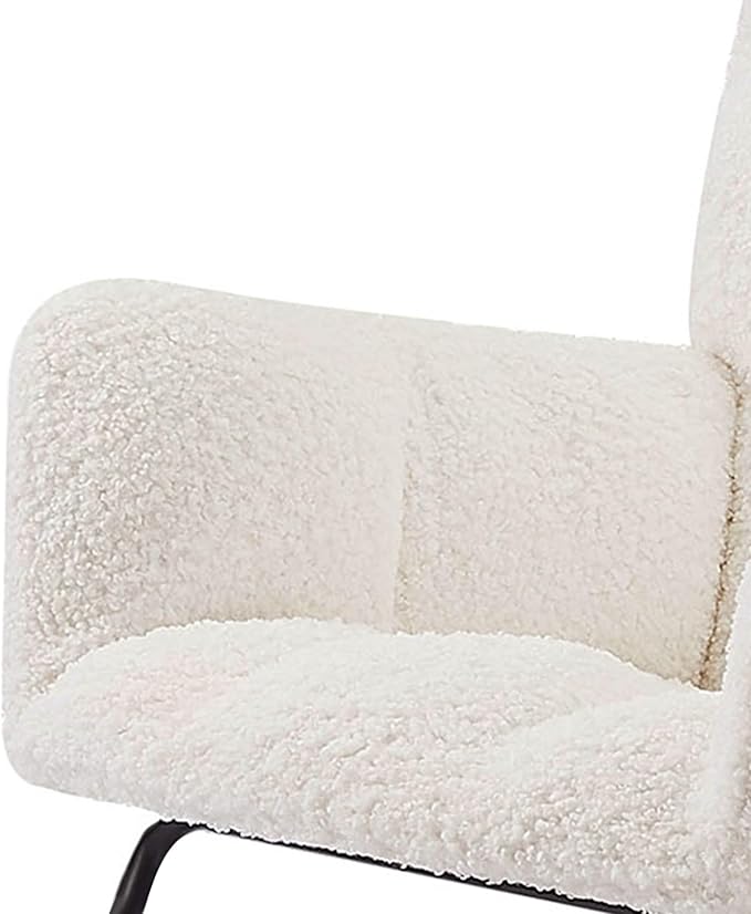 Modern Rocking Chair with High Backrest Armrests Ergonomic Design Lounge Recliner Chair for Living Room Bedroom Playroom Beige Without Soft Seat