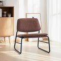 Joysoul Suede Fabric Wrought Iron Armless Accent Chair - Tufted Backrest Premium Upholstery &amp Sturdy Frame Modern Living Room/Reading Chair for Apartments Bedrooms (Brown)