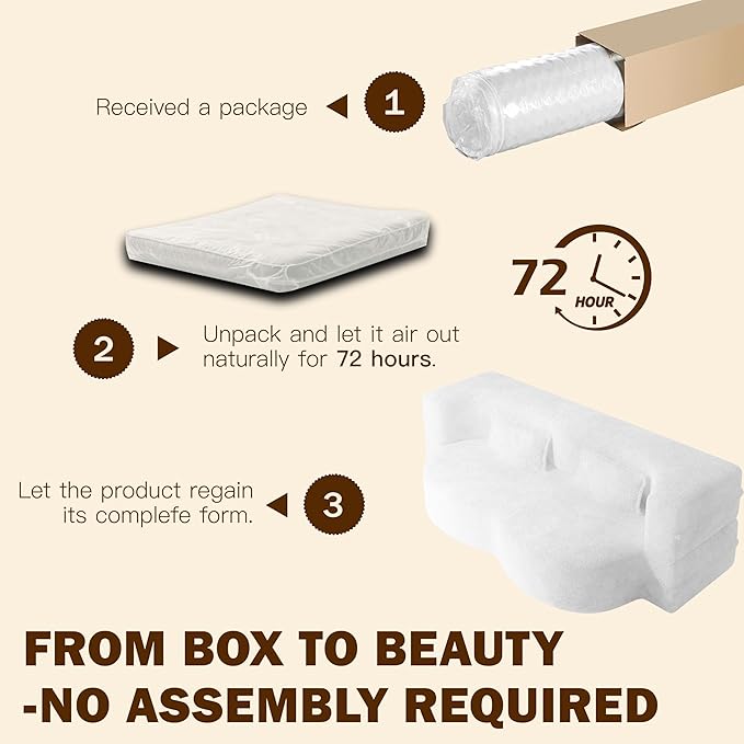 Convertible Sofa Bed Full Size｜78 Sleeper Couch with 2 Pillows｜Boucle Fabric Folding Sofa Bed｜High-Density Foam｜No Assembly｜Space-Saving｜for Living Room Guest Room｜Beige