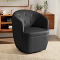 360° Swivel Leather Accent Chair Modern Barrel Club Chair with Leather Upholstery and Sturdy Base Comfortable Armchair for Living Room Bedroom Reading Nook Brown