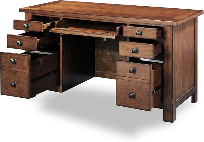 Homestyles Tahoe Aged Maple Executive Pedestal Desk