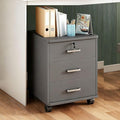 23.2 H Mobile File Cabinet with 3 Storage Drawers Under Desk Rolling File Cabinets for Home Office Storage Wood Rustic Filing Cabinets Narrow File Cabinet Cart Locked(Gray)