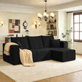 98 Modular Sectional Sofa L-Shaped 3 Seater Boneless Couch with Ottoman Modern Cloud Sectional Couch Deep Seat Sofa for Living Room Bedroom Apartment No Assembly Required Black
