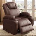 Flamaker Swivel Rocker Recliner Chair with Vibration Massage 360° Swivel Recliner Chairs for Adults Ergonomic Lounge Chair with Cup Holders Lazy Boy Recliner Single Sofa Seat (Leather Brown)
