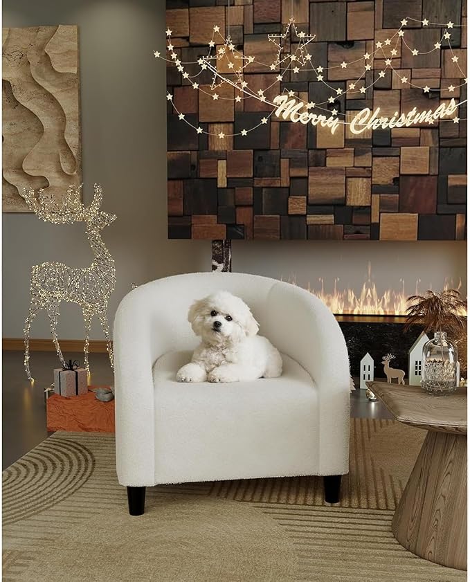 Accent Chair for Living Room Chairs Reading Chair for Bedroom Scooped Arm Chair Mid Century Modern Accent Chairs Upholstered Comfy Chair for Bedroom Waiting Room Reception Chairs Boucle