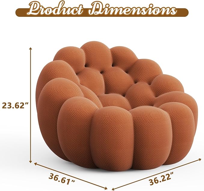 Bean Bag Chairs for Adults/Teens Reading Corner Chair Orange Beanbag Chair for Bedroom Living Room Small Comfy Chairs for Living Room Small Space No Assembly Required (Orange)